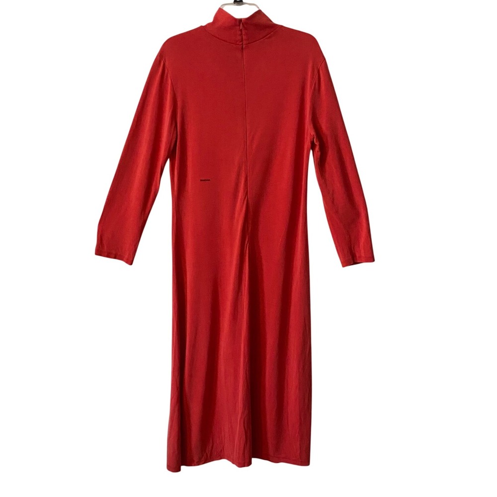 Pangaia Red Long Sleeve Turtle Neck Midi Dress SeaCell‎ Peppermint Treated Sz XL
